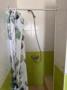 a shower in a bathroom with a shower curtain at Hotel Roma in Tunis +24 photos