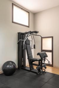 a gym with a treadmill and a chair in a room at Hotel Diocleziano in Rome