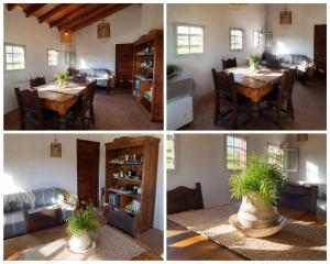four pictures of a dining room with a table at La Chacra de Pilar in Pilar