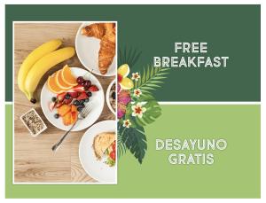 a collage of two pictures of breakfast foods on a table at FIESTA LOS CORALES - VILLAS and SUITES in Punta Cana