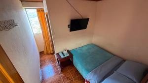 a small room with a bed and a tv at Hotel Casaloma in Florián