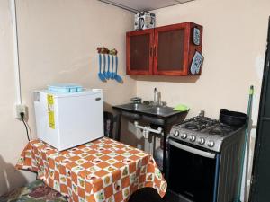 a small kitchen with a stove and a sink at Cary's Studio in David
