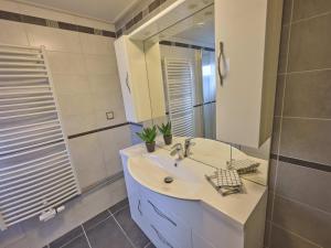 a bathroom with a sink and a mirror at t Kaatsheuveltje 9 in Kaatsheuvel +25 photos