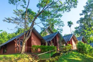 a house in the woods with trees at Cinnamon Village Sinharaja in Deniyaya