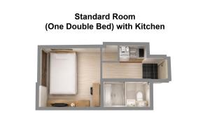 a floor plan of a one module bed with kitchen at goom Hotel Nakasu in Fukuoka