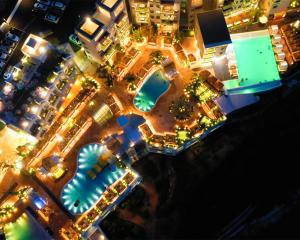 an overhead view of a city at night at Latterace Resort in Yeosu