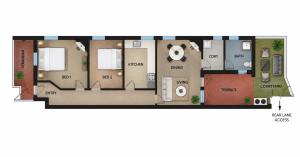 a floor plan of a house with at Heritage Terrace with Harbour Glimpses for 6 in Sydney