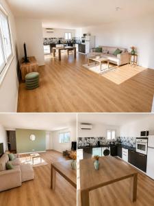 two pictures of a living room and a living room at Casa Pace - jardin - 2 chambres - Biguglia in Biguglia