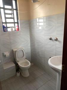 a bathroom with a toilet and a sink at Nanyuki Gratia Pad in Nanyuki