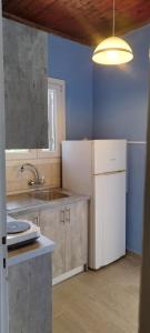 a kitchen with a sink and a counter top at Ioannis House Apartment in Asprovalta