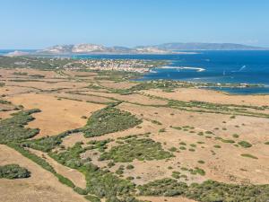 Luftaufnahme eines Feldes mit dem Meer in der Unterkunft Villa Mariluce in Cuile Pazzoni
