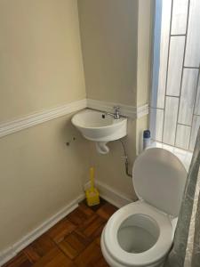 a bathroom with a toilet and a sink at Zanem Guest House in Potchefstroom