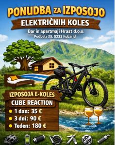 a poster for a bike show with a bike and glasses at Apartmaji Hrast - Podbela in Podbela