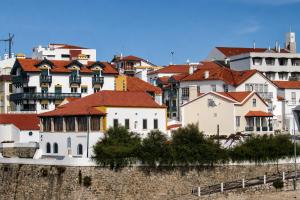 a group of houses with red roofs in a city at Kampaoh São Pedro de Moel in Marinha Grande