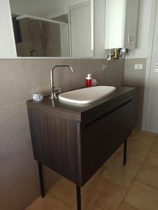 a bathroom with a sink and a mirror at Nonna Marisa B&B in Madonna di Fornelli