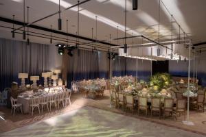 a rendering of a banquet hall with tables and chairs at The YACHT - By Fattal Limited Edition in Herzliya B +133 photos