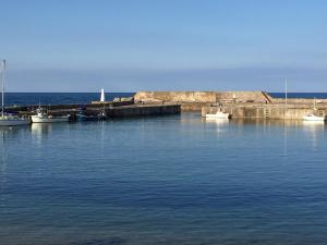 eine Gruppe von Booten, die in einem Gewässer vor Anker liegen in der Unterkunft Jebel in Cullen + 9 Fotos