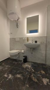 a bathroom with a sink and a toilet and a mirror at CHM Boarding Worms in Worms