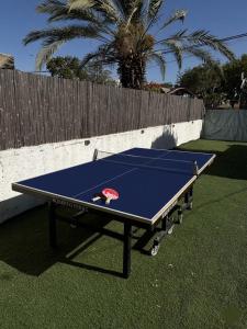 a ping pong table on the grass in a yard at דירה בעמק in Bet Sheʼan