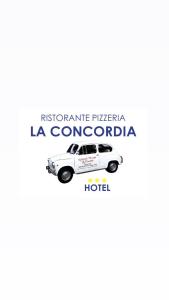 a picture of a car with the words international plexiglas la concorde at HOTEL CONCORDIA in Montecatini Terme