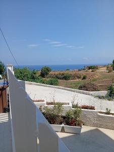 a view of a balcony with plants on a roof at Costadeiapartments in Briatico
