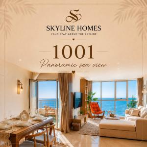 a living room with a sign that reads sixine homes your stay above the service at Skyline Homes in Alexandria