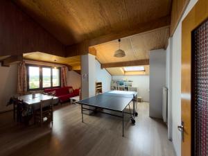 a living room with a ping pong table in it at Le Chasseral in Maîche