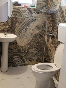 a bathroom with a toilet and a sink at Villa Serenita in Ulcinj