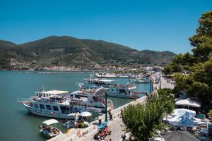 a group of boats docked in a harbor at Nama Suites in Skopelos Town