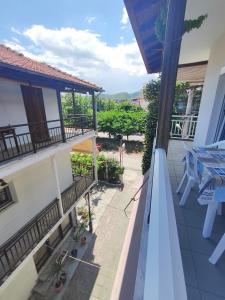a view from the balcony of a house at Toula's Apartments in Platamonas