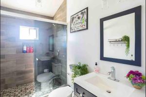 a bathroom with a sink and a toilet and a shower at La Casa Del Valle in Francisco Zarco +39 photos