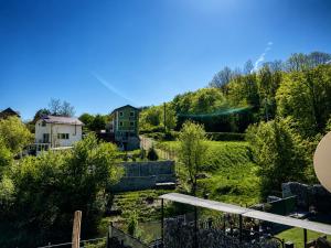 a view of a yard with a house and trees at Coco & Simi Lakeside Nest in Cinciş