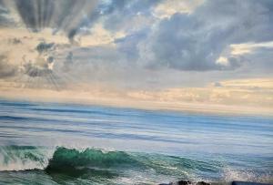 a painting of the ocean with a crashing wave at Capri House - camera Luna Caprese in Minori