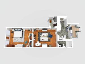 a rendering of a floor plan of a house at Walk to Stadiums & Downtown, Jet Tub, Historic Apt in Covington