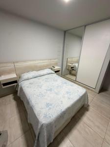 a bedroom with a bed and a large mirror at Olivia apart in Chajarí