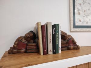 a shelf with a bunch of books on it at La casa di Simona in Pistoia