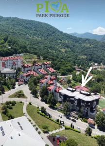 an aerial view of the park building at Piva Rustic Escape in Plužine