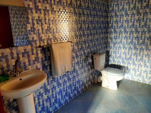 a bathroom with a sink and a toilet at Guest house wakrim in Tafraout