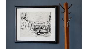 a drawing of a group of people on a street at Fred Lambert in Cimarron