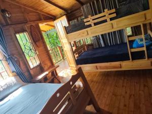 an overhead view of a bedroom in a tree house at La esmeralda in Arbeláez