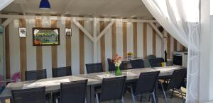 a conference room with a long table and chairs at Lacurile IRION in Hoghilag +36 photos
