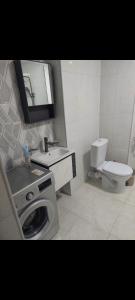 a bathroom with a washing machine and a toilet at Alvina complex in Tsaghkadzor +19 photos