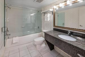 a bathroom with a sink and a toilet and a shower at Comfort Inn in Mississauga +52 photos