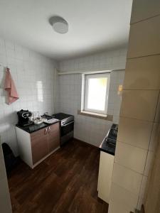 a small kitchen with a sink and a window at Apartmani Nika in Neum