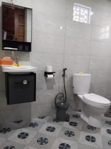 a bathroom with a toilet and a sink at Kawandini Homestay in Sidemen