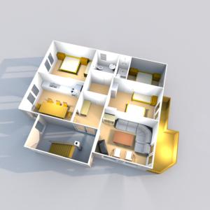 a rendering of a floor plan of a house at Šarmír Apartmány in Bobrovec