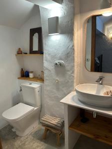 a bathroom with a white toilet and a sink at Casa el Estanco in Barracas +40 photos