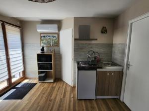 a kitchen with a sink and a counter top at la perle du pibeste in Agos-Vidalos