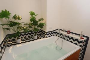 a bathroom with a bath tub with plants in it at Maison Gadì in Maiori