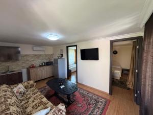 a living room with a couch and a table at Hotel Liza in Batumi